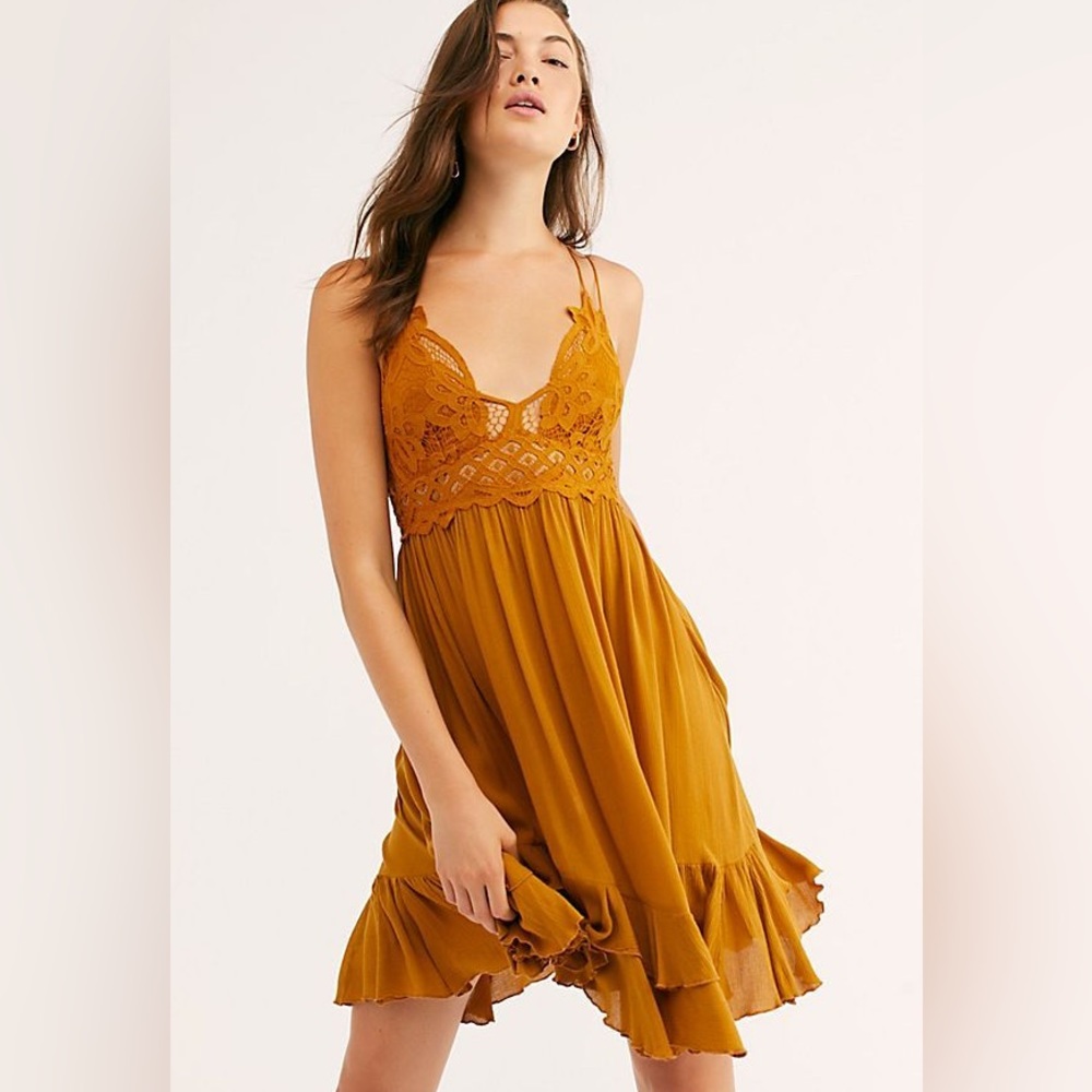 Adella Slip Golden Yellow Lace Dress